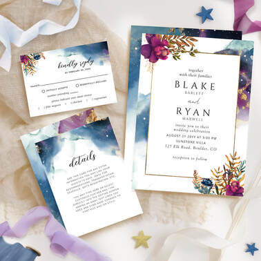 Celestial wedding seating chart, constellation table numbers, wedding signage, guestbook and favors